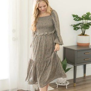 Smocked floral olive midi dress NWT - Hayden Los Angeles